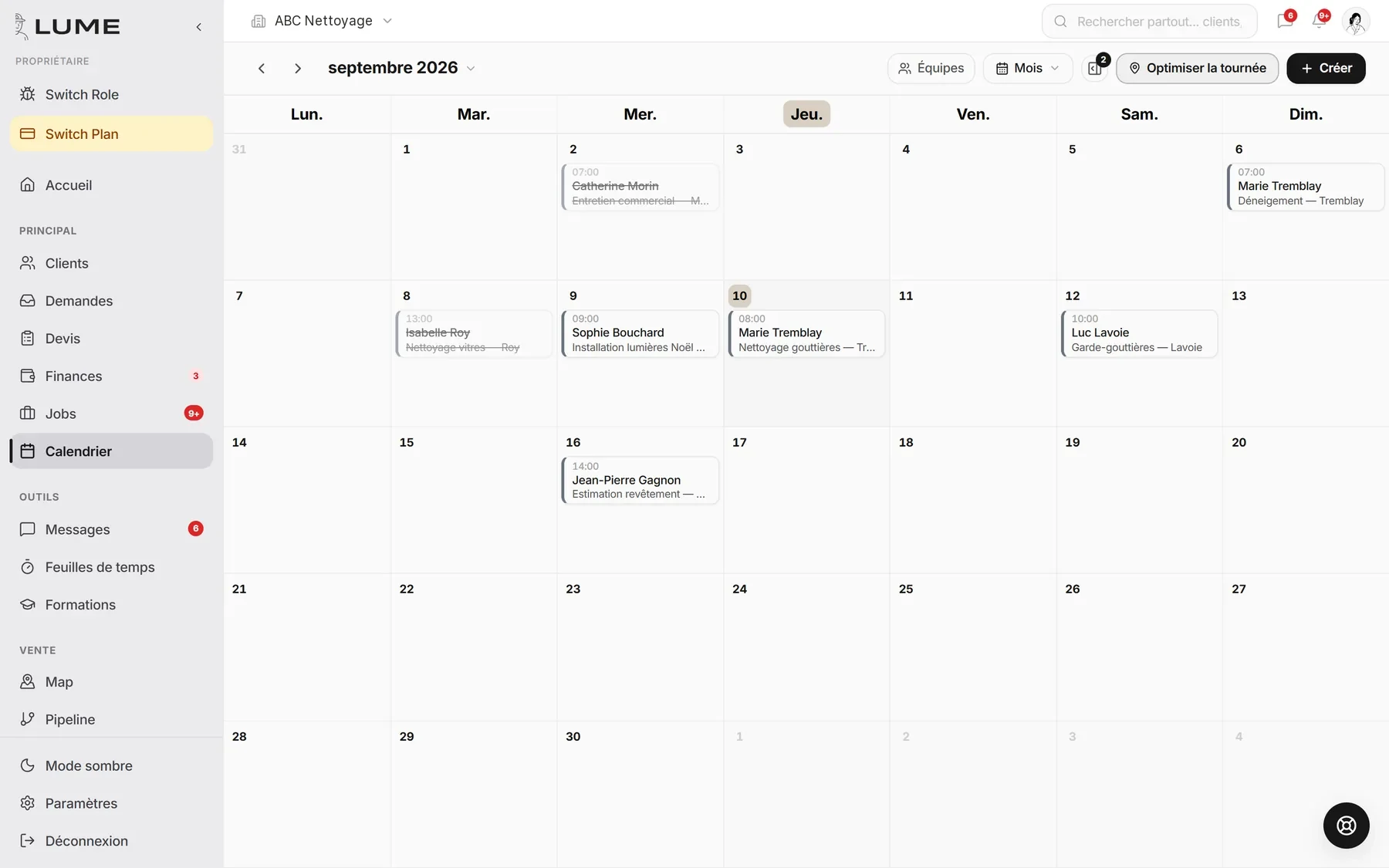 Écran Calendrier de Lume